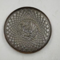 Antique Miscellaneous bronze plate four Sacred Beasts of the four sacred beasts copper plate dish tray home craft ornaments