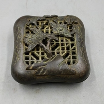 Antique Miscellaneous copper incense burner plum orchid chrysanthemum chrysanthemum incense burner copper ink cartridge home furnishings
