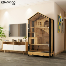  Meow Huang cat villa Large luxury cabinet house Household solid wood cat house cage with toilet can be customized Pet shop