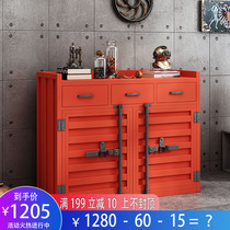 ins sideboard container industrial wind iron wine cabinet Cabinet Cabinet integrated wall storage cabinet small storage cabinet