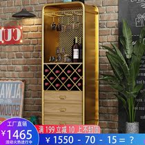 Wine cabinet modern living room wall iron light luxury high-end shelf small American decoration simple sideboard with Cabinet