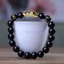 Punching Yi Ming Xianyuan black stone wooden hand string mens gift mahogany Buddha beads Wen play safe rosary beads