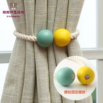 Curtain buckle magnetic two-color wooden ball Curtain magnetic buckle strap strap Macaron curtain strap accessories material