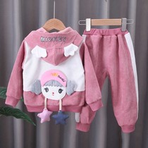 Girls new childrens clothing set 0 childrens foreign Spring 1 Korean version 2 female baby fashionable two-piece set 345 years old tide