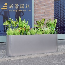 Stainless Steel Flower Pot Rectangular Iron Flower Box Outdoor Hotel Plaza Partition Groove Anti-rust Flower Stand Planting Box