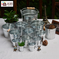 Grandpas tin bucket well bottled water storage stainless steel size galvanized bucket straight household thickened portable