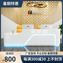 Company front desk desk Reception desk Paint simple modern curved hotel counter Beauty salon bar cashier white