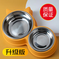 New cat bowl dog bowl anti-knock cat rice bowl pet drinking device cat food basin stainless steel double bowl dog supplies