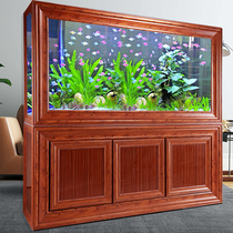A family golden dragon fish tank aquarium large living room screen lazy people landscaping creative red wood grain bottom filter 2 meters home