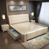 Lin's story white solid wood bed modern simple 1 5m1 8 2M master bedroom double queen bed storage wedding bed