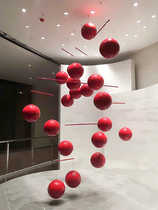 Garden Stainless Steel Ball Color Metal Red Ball Hollow Ball Merchant City Shop Window Rice Shop Face Ceiling Decoration Ball