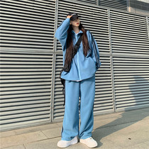 Autumn and winter thick fleece jacket jacket hip-hop three-bar sweatshirt pants fried street leisure sports suit men and women same model