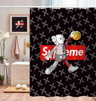 Waterproof thickened Sesame Street shower curtain shower toilet partition non-punching set toilet dry and wet separation curtain