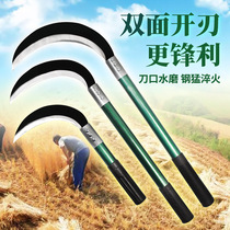 Sharp manganese steel sickle mowing knife Agricultural user foreign handle All-steel machete fishing household weeding small sickle