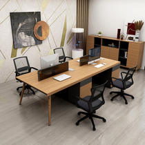 Office staff office table and chair combination solid wood simple Modern Screen Finance staff Station 2 4 6 four people