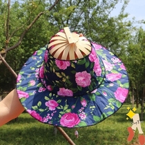 Womens sun hat Fan hat Foldable bamboo fan hat Female folding fan dual-use sunscreen straw hat Portable summer travel sun hat