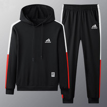  Adi special offer suit mens 2021 autumn large size hooded sweater pullover casual sports long-sleeved two-piece suit