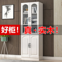 Solid wood bookcase with door glass door filing cabinet floor storage cabinet shelf modern simple European bookcase
