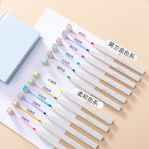 Light color highlighter Macaron Morandi color student marker pen review eye protection draw focus Silver light marker set Endorsement artifact Multi-color soft head special large capacity luminous hand account
