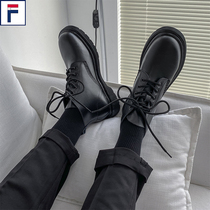 Martins Men's Mid-High Top English Leather Frock Black Leather Shoes Couple Motorcycle Leather Boots Tide Shoes