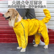Golden Labrador large dog raincoat waterproof four-legged full bag with tail set cute dog pet raincoat