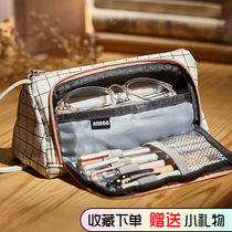 Korean girls pen bag net red ins large capacity stationery box simple Junior High School canvas pencil box high school students cute