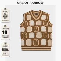 Withdrawal of cabinets 30% off specialty store autumn design sense cartoon pattern V-neck layered knit sweater vest ins