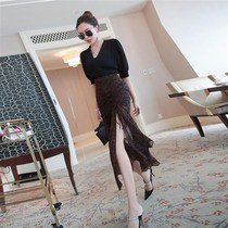 Fashion set womens two-piece 2021 summer celebrities into K cooked style BAO WEN bag hip skirt with top