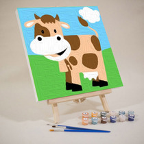 diy digital oil painting Small cow Childrens oil painting coloring Small size cure Hand painting coloring painting filling