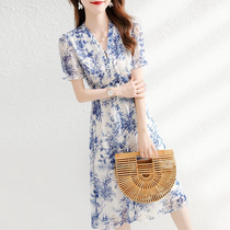 Blue Crush Dress Summer Female 2023 New High - end Temperance Female Dean High - Sense Graceful Dress