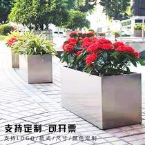Outdoor stainless steel flower box flower machine sales department outside the flower box City Road flower trough custom iron combination flower bed
