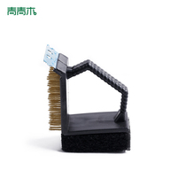  Green Aoki long handle brush Barbecue cleaning brush Grill mesh Carbon mesh grill cleaning and rust removal brush Outdoor barbecue tool