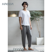 (Naked Sensation) HAODA Hao Da Sleeping Pants Mens Spring Summer Thin Close-up Pants Breathable Bamboo Fiber Can be worn outside the home clothes