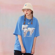 TNQT heartbreak band aid three lambs Heat transfer printing casual top Short-sleeved basic TEE couple men and women