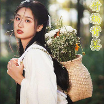 Hanfu photo photography ancient wind back basket props bamboo weaving childrens dance performance agricultural small rattan flower basket picking tea