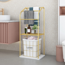 Nordic net red light luxury bathroom bath towel rack Hotel bed and breakfast towel rack punch-free bathroom storage rack shelf