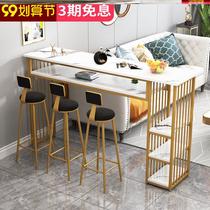 Bar table partition cabinet with wall living room bar high foot table light luxury milk tea shop long tables and chairs combination
