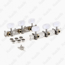 MusiclilyP white oval head folk guitar accessories triple string quasi 2 row set string button curler
