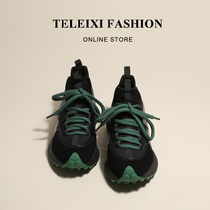 TELEIXI qi texture UP ~ round head genuine leather small brute waist Agan shoes female spring new thick base old daddy shoes