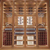 Stainless steel wine cabinet custom constant temperature household light luxury high-end winery liquor cabinet partition Bogu cabinet rack modern simplicity
