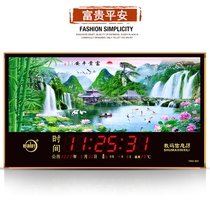 Kaili time digital calendar electronic clock New wall clock home landscape lamp living room calendar silent clock