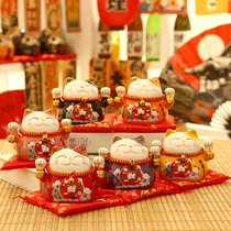 Wealth cat small ornaments ceramic creative gifts home decoration Japanese piggy bank living room shop opening fortune cat