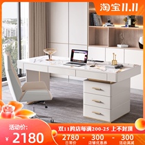 Modern simple rock board home desk light luxury small apartment study office desktop computer table and chair writing desk integrated
