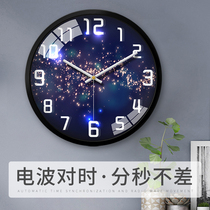 2021 new radio clock wall clock living room household fashion atmosphere light luxury free punch creative mute clock