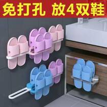 Bathroom shoe rack wall-mounted non-perforated toilet wall toilet shoes drain rack storage artifact