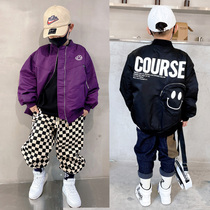 Boys coat 2021 autumn and winter new mid-big childrens overcoat foreign baby jacket childrens thick assault jacket