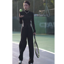 2023 Early spring autumn new European stock Salt Ensemble High Sense Black Fashion Casual Sports Suit two sets of womens clothing