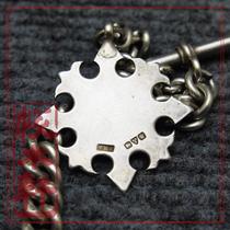 Fancijing antique 1900 British Sterling Silver T bar standard wristwatch chain with hanging tag Lion Mark 31cm