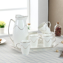 Tea cup set household drinking cup with tray Cup ceramic water set tea set living room set Cup high temperature teapot