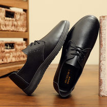 Summer black hotel chef shoes non-slip waterproof KFC kitchen work shoes soft soles wear-resistant casual leather shoes men